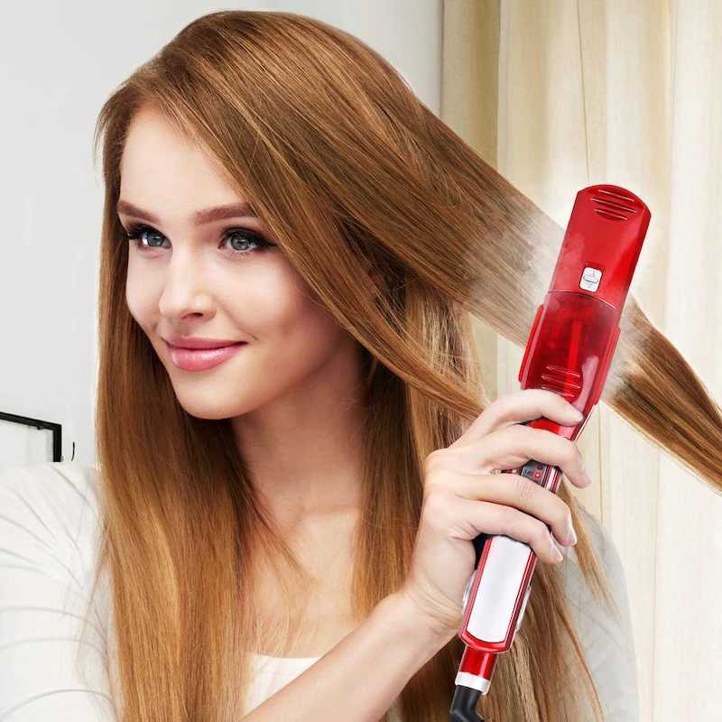 Hot Sale Portable Steam Hydrating Hair Straightener Wet and Dry Dual Use 2 in 1 Professional Flat Irons and Curling IronXJ250621