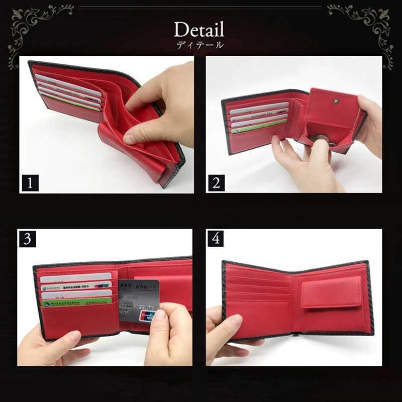 2023 Fashion Carbon Fiber Mens Leather Wallet Casual Two-fold Leather Long Wallet Womens Multi-Card Change Pocket Short Wallet Z250621