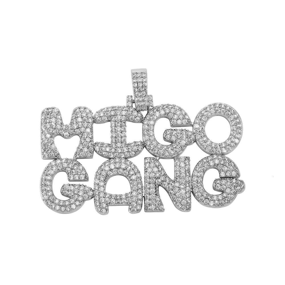 Hip Hop Street English Letter Splicing Personality Full Dia Pendant Unisex Trendy Necklace