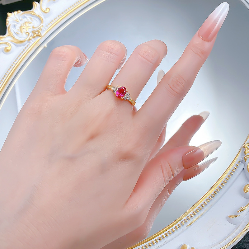 Choucong Vintage Fashion Jewelry Genuine 100% 925 Sterling Silver Oval Cut Red Garnet Lab Moissanite Diamond Party Eternity Women Wedding Bridal Ring 