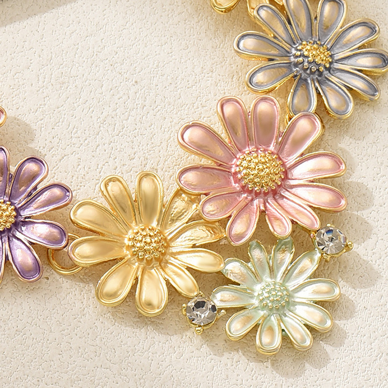 Super Fairy Flower Necklace Simple Oil Drip Design For Women Corful Long Chain
