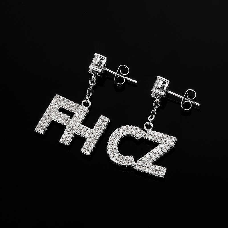 Jin Ao Creative Earrings Letter Combination Studs INS Women Summer High-end Sense Sier Needle Light Personality Ear Jewelry