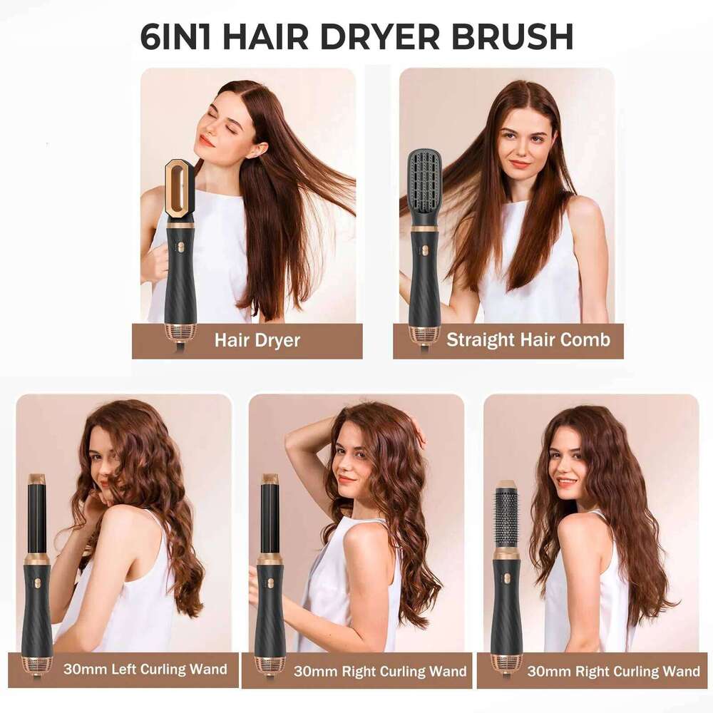 5 In 1 Blow Dryer Hot Brush Curler Air Styler Wrap Curling Iron Travel Hair Styling Tool