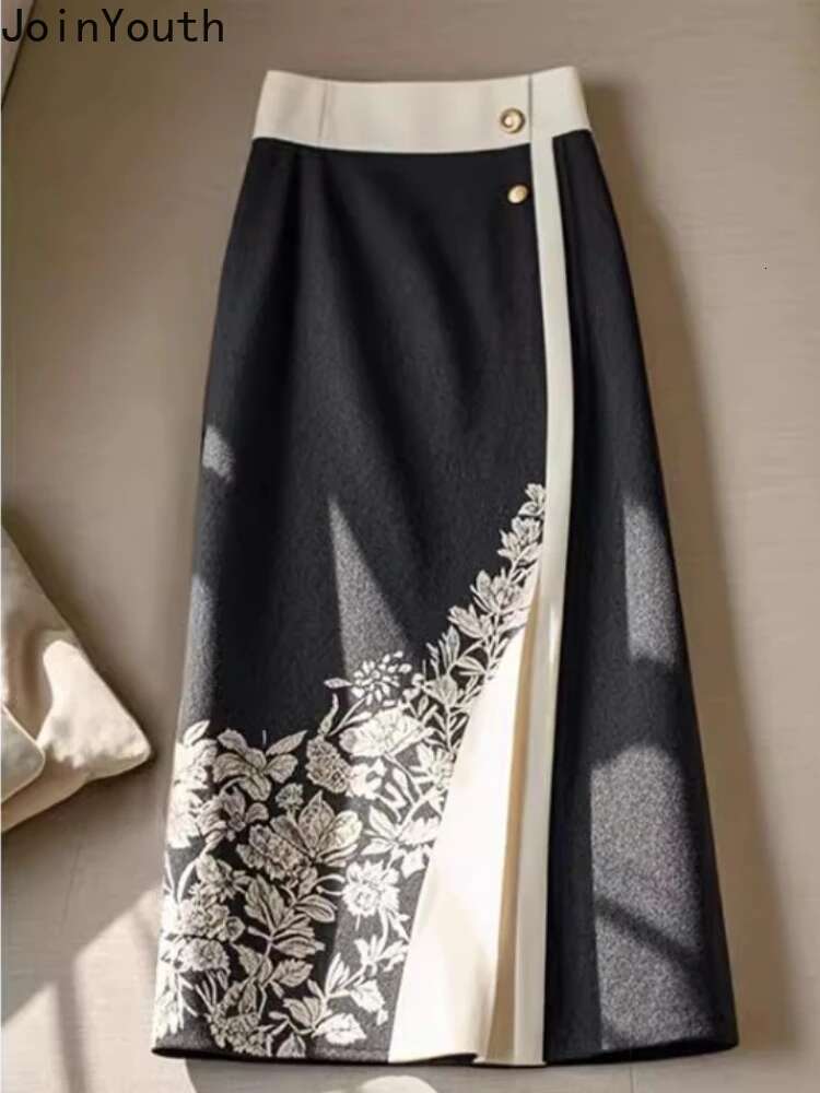 2025 Faldas Mujer De Moda Vintage Skirt Women Clothes High Waist Floral Print Jupe Chinese Style Temperament Saia Bodycon Skirts