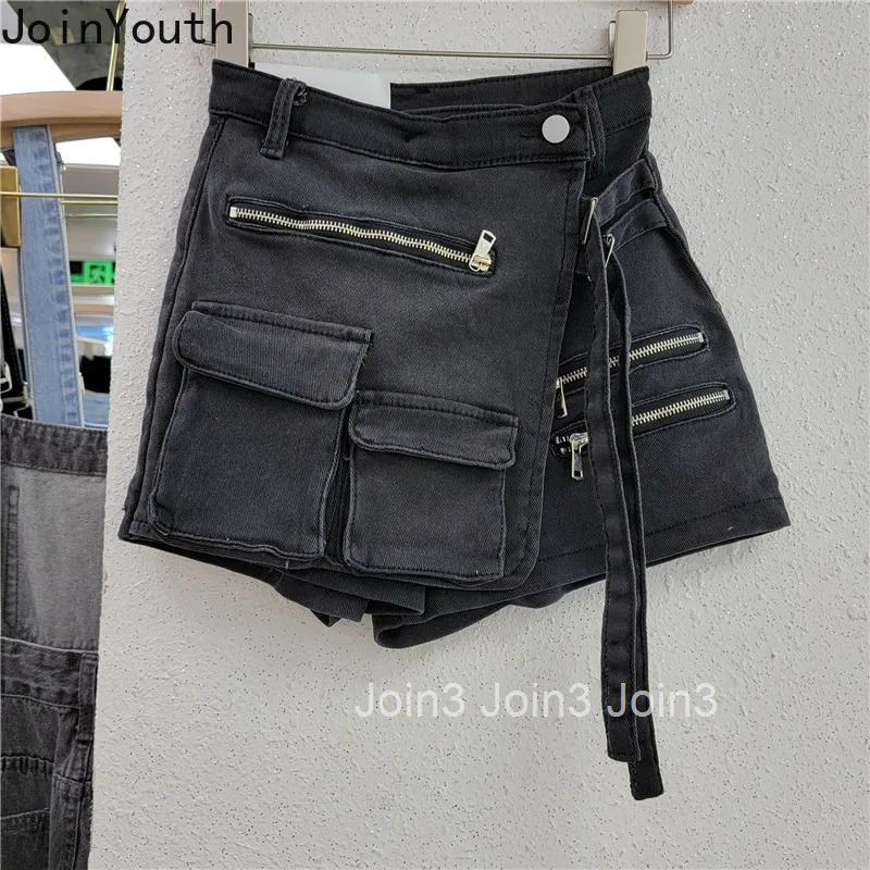 Women Y2k Denim Skirt 2025 Faldas Mujer De Moda Streetwear Fashion Jupe Casual Summer Saia Casual Pocket Irregular Mini Skirts