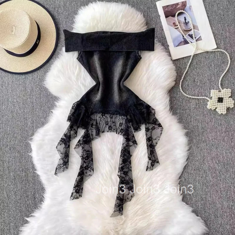 Sexy Vest Womens Clothes Slash Neck Tunic Tees Patchwork Lace Tassel Backless Camis 2025 Ropa Mujer Folds Chic Summer Y2k Tanks