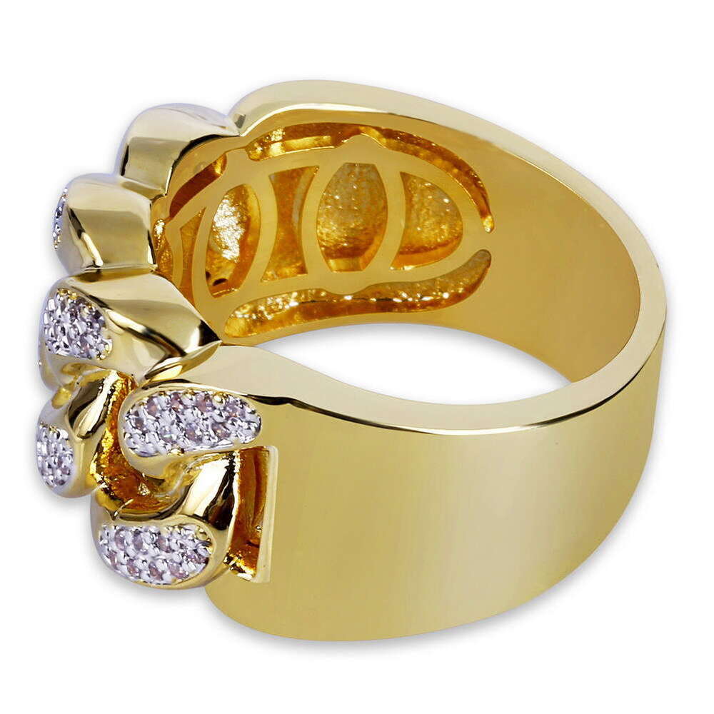 Live Streaming Same Style Gold-Plated Micro-Paved Zircon Hip-Hop Chain Ring Trendy Hipster Jewelry