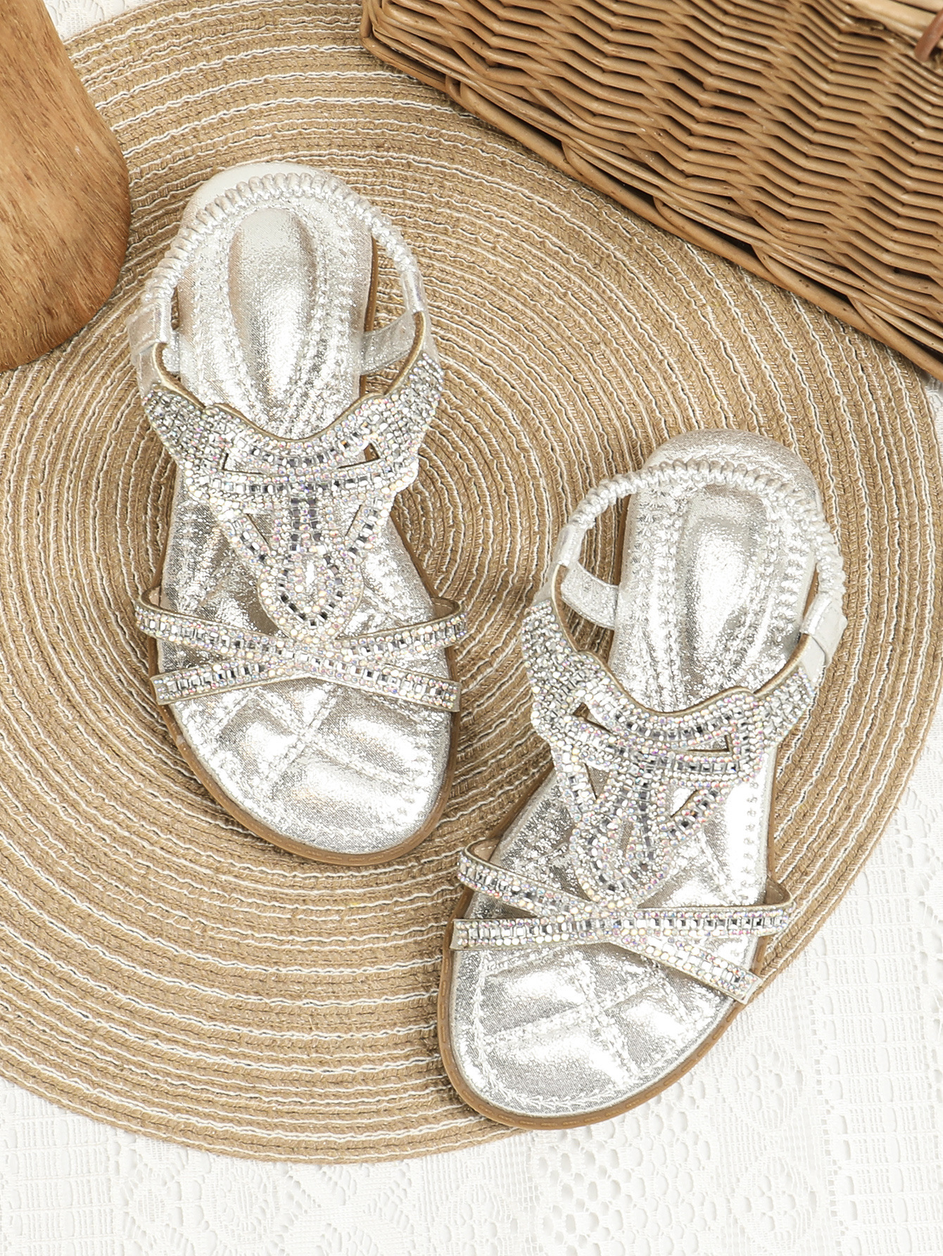 Luxury Brand Designer Shoes Sandals New Summer Bohemian Style Girls' Rhinestone Sandals Soft Sole Fashionable Princess Shoes For Kids And Toddler