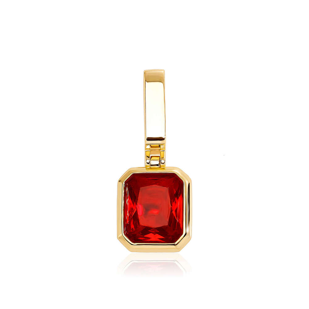 Colorful Solid Large Zircon Pendant National Trend Jewelry Simple Fashion Necklace for Men and Women Daily Trendy Match Premium