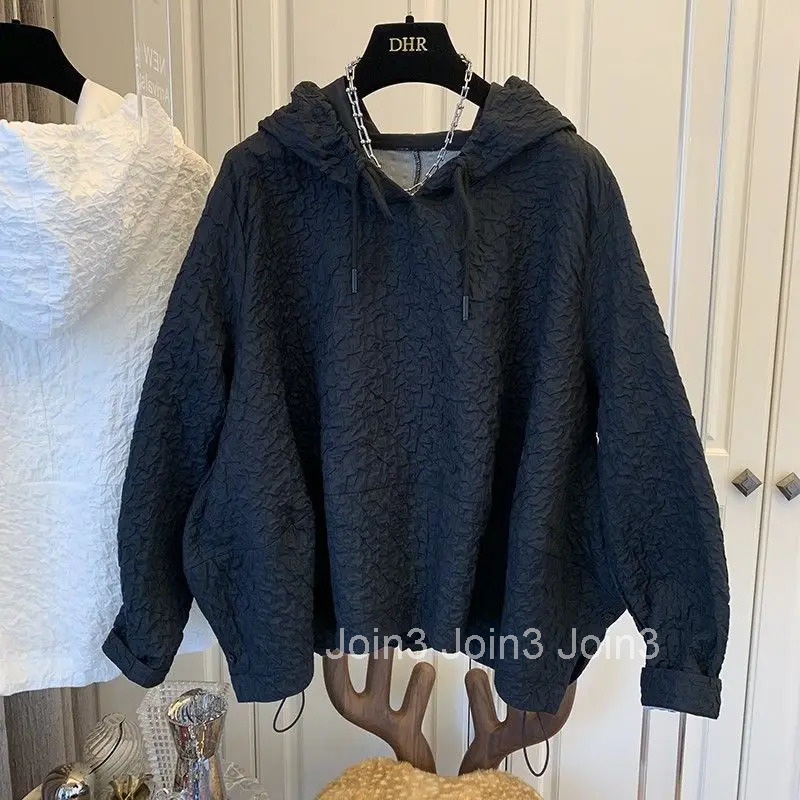 Oversized Hoodies Women Clothing Fashion Casual Pullovers Y2k Tops 2025 Ropa Mujer Hooded Folds Split Bandgae White Sweatshirts