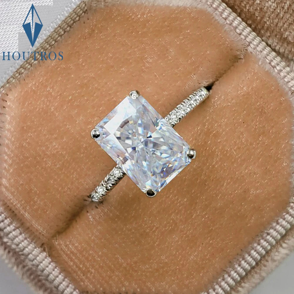 1/2/3/4CT Radiant Cut Engagement Ring GRA Certified 925 Sterling Silver Halo Diamond Wedding Bands for Women Jewelry 250617