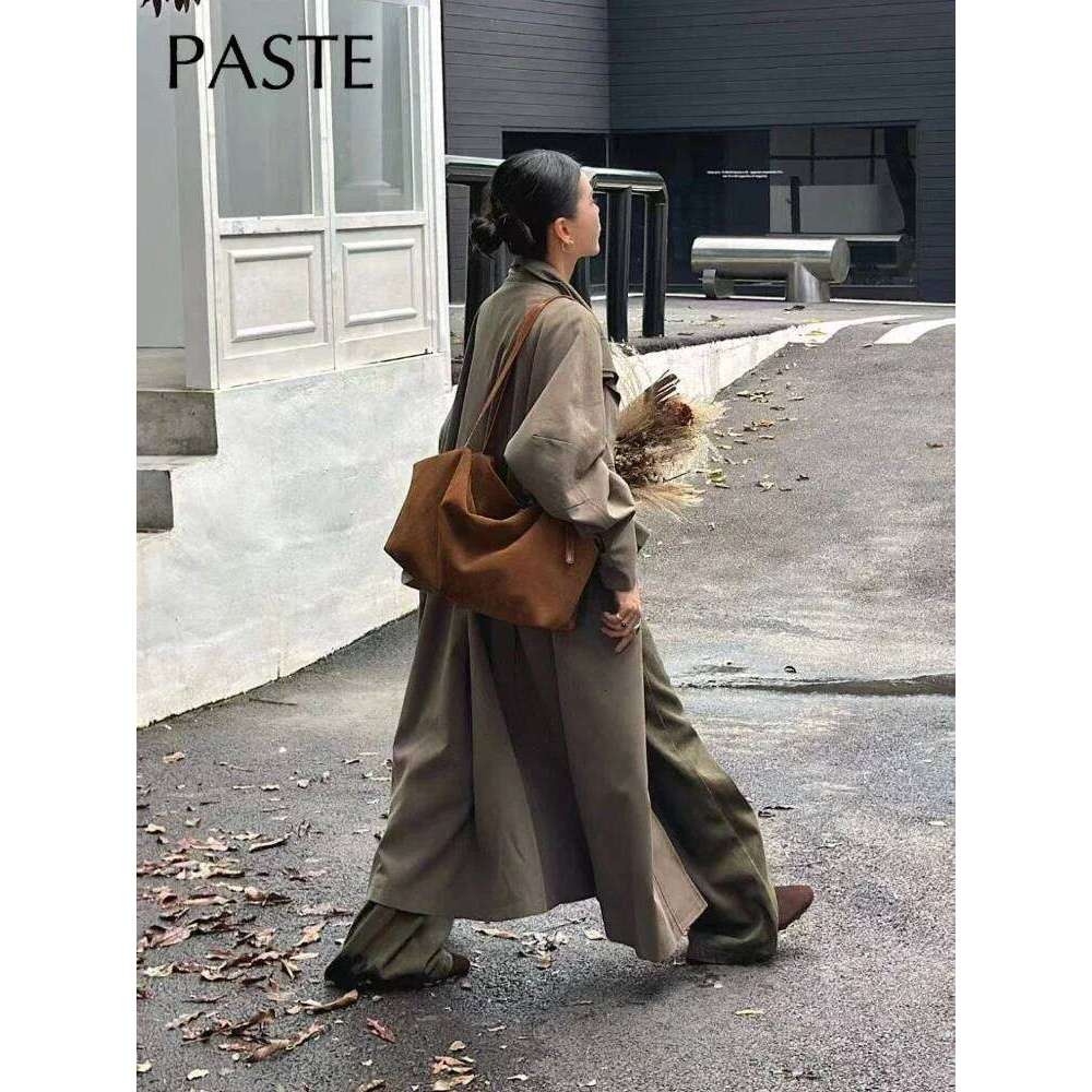 European American Style 100% Natural Suede Cow Leather Tote Huge And Lazy Commuting Nubuck Winter Handbag Camel