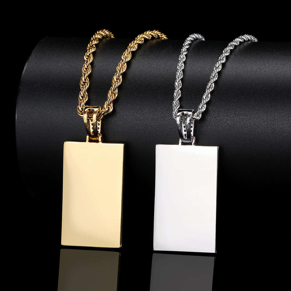Memory Rectangular Necklace Hip Hop Jewelry Zircon Men's Photo Frame Pendant Accessories ea05