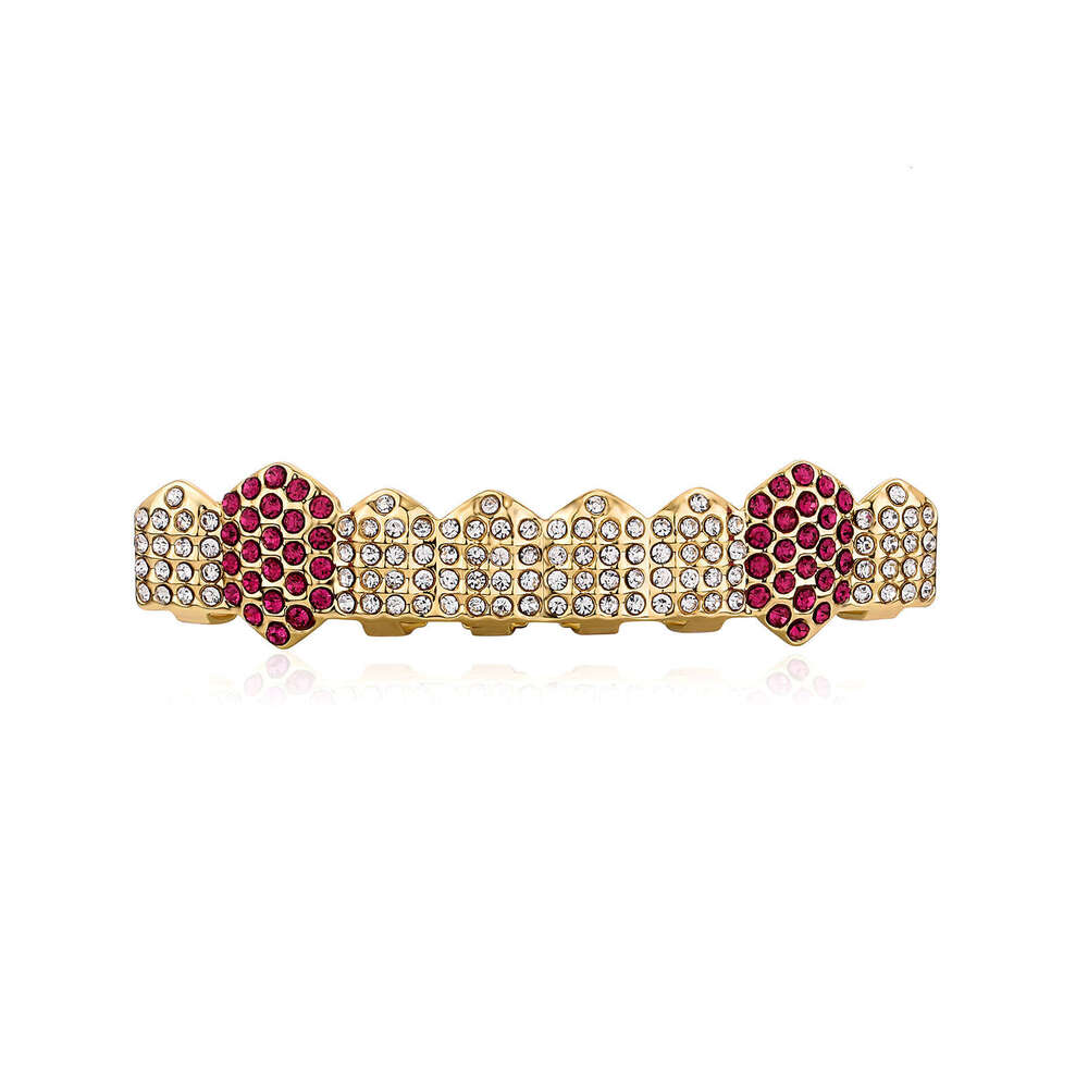 Hip Hop Eight Gold Grills Full Dia Sharp Teeth Single Row Personality Accessories Halloween