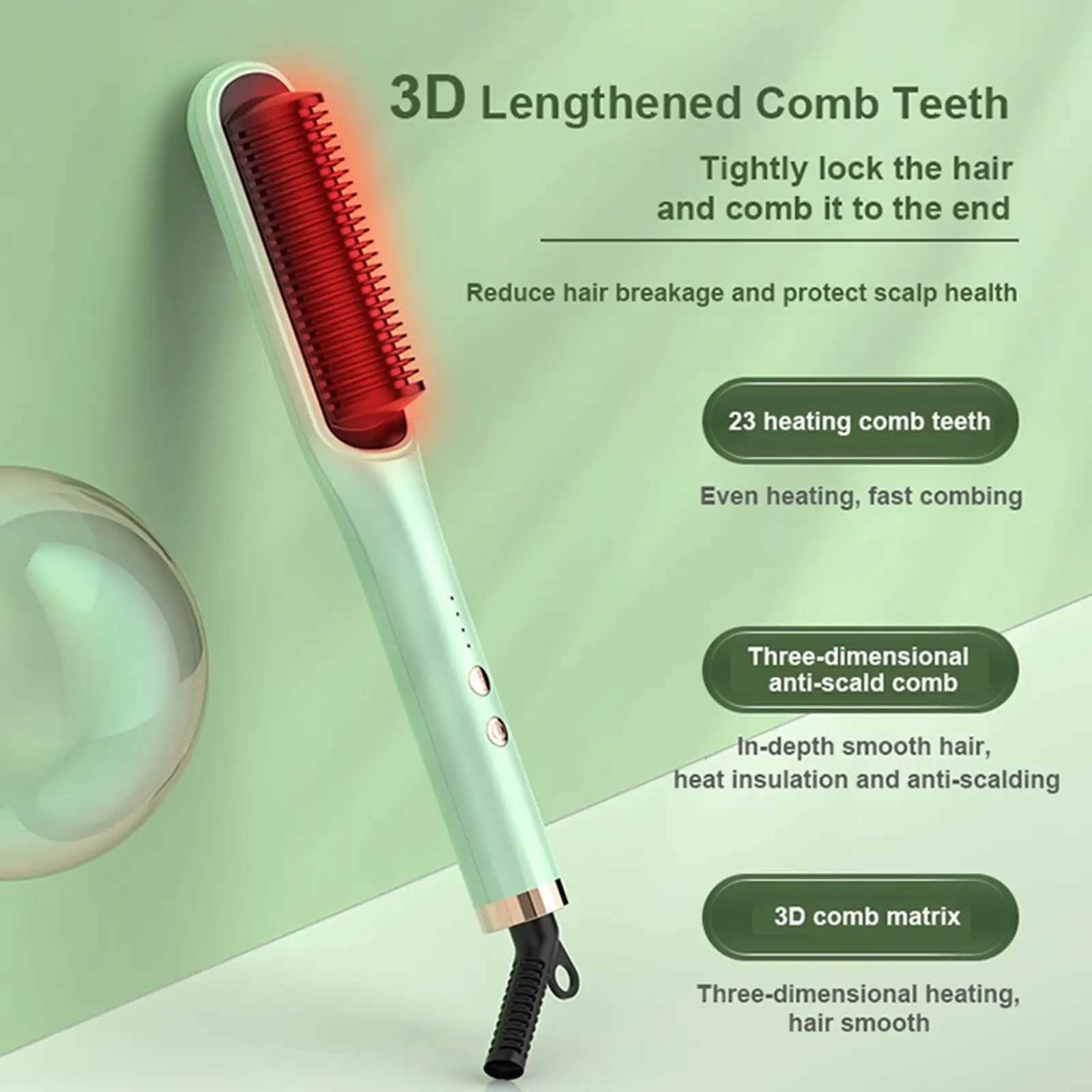 Hot Heating Hair Straightener Hot Comb Curling Iron Multi-speed Electric Straightening Comb Curling Iron Hair BrushXJ250621