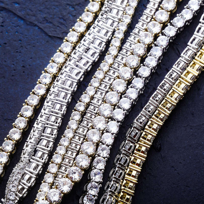 National Trend Jewelry Spring Clasp Color-Retaining Plated Tennis Chain INS Rap Street Style Trendy Zircon Necklace