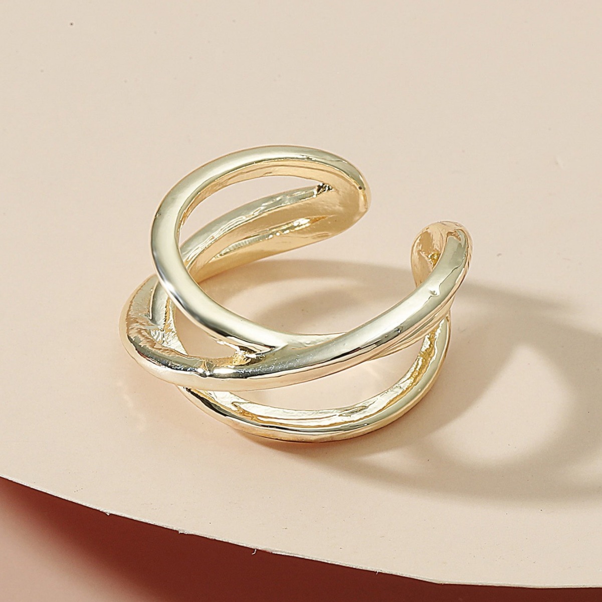 Fresh Japanese And Korean Sweet Plain Circle For Women, Unique Wrapped Design, Adjustable Open Ring, Index Finger Ring