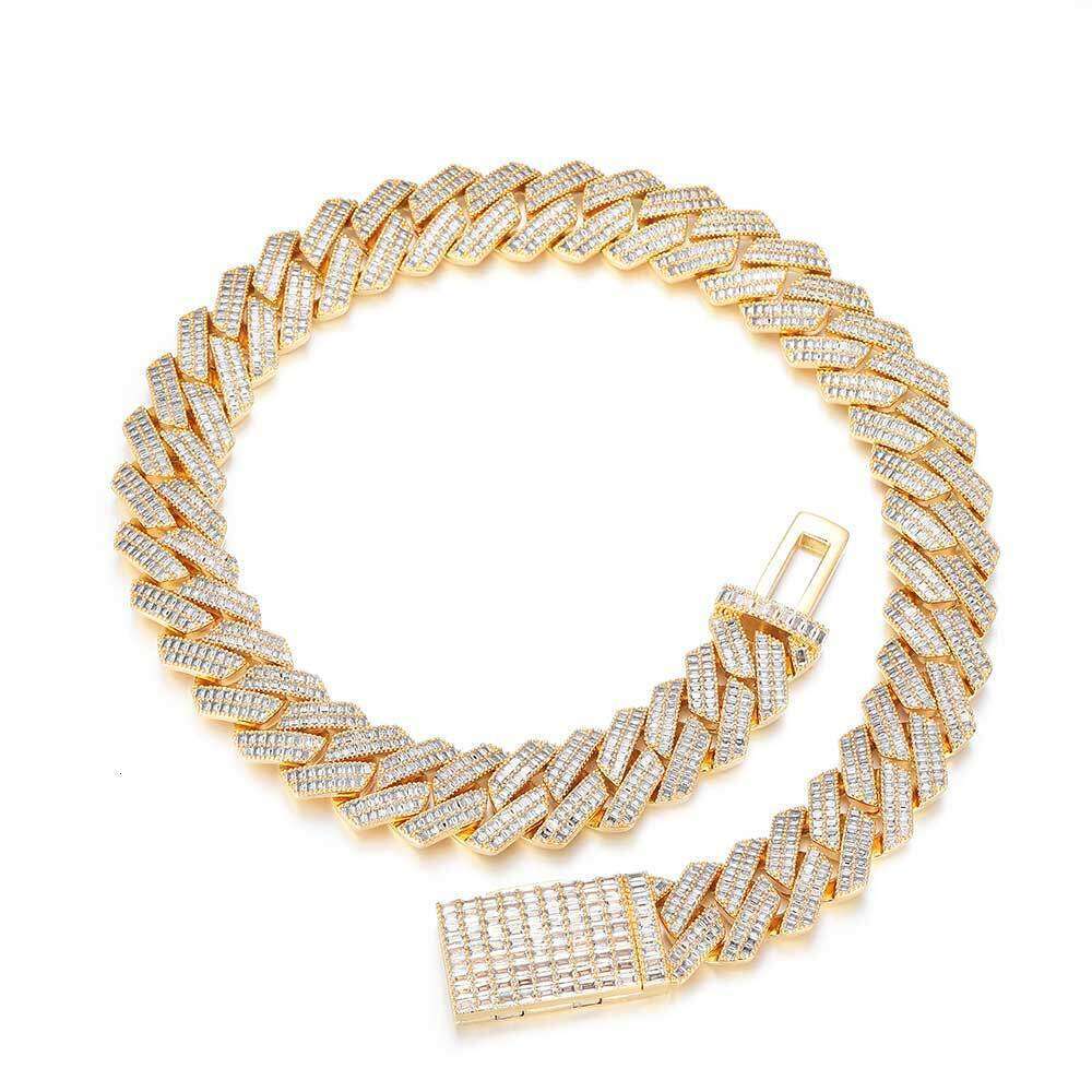 Hip Hop 20mm Double Row T Cubic Zirconia Dia Cuban Chain Thick Men's Necklace b351