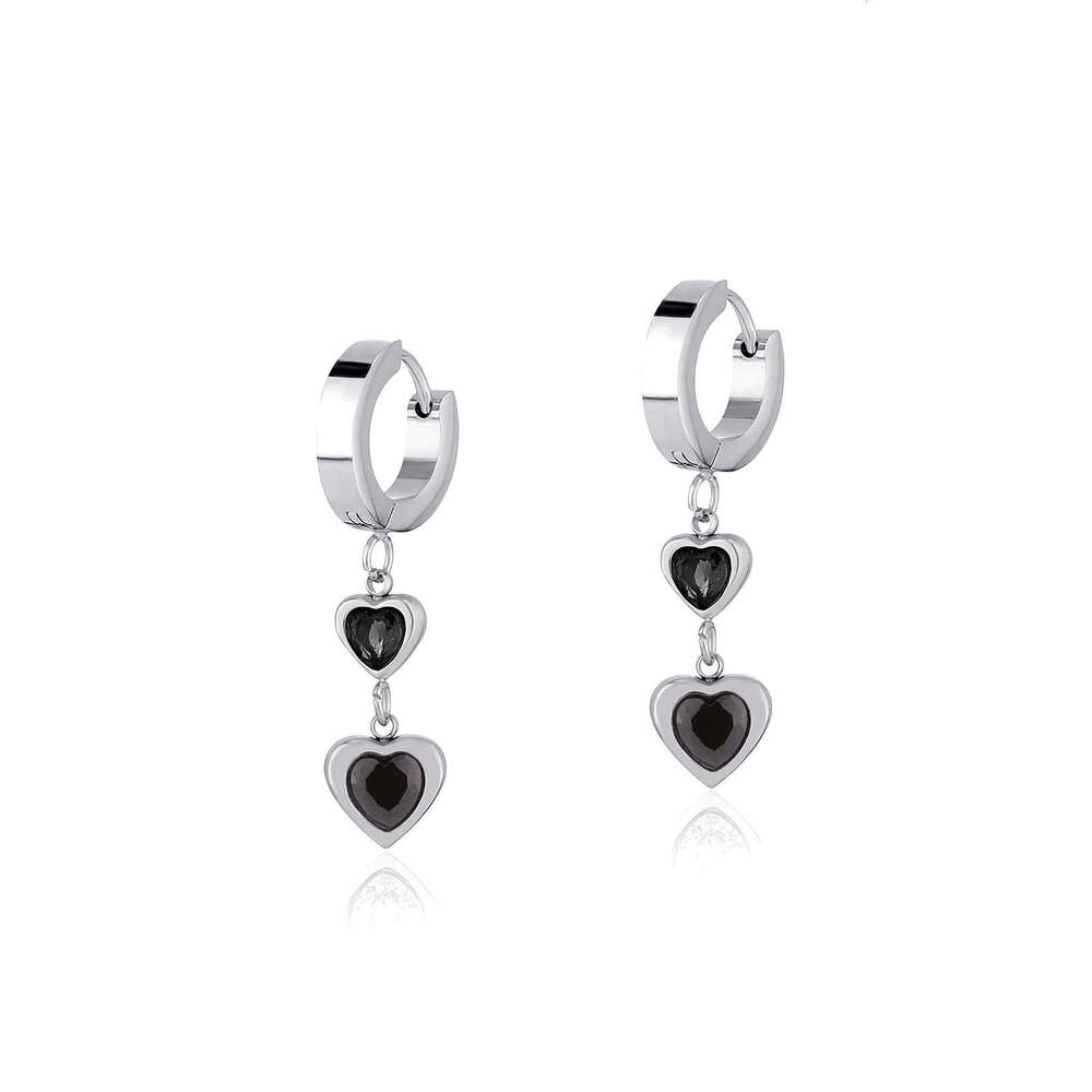 Light Colorful Heart Zircon Elegant Women Stainless Steel Earrings Non-Fading Personality Tassel Ear Clips