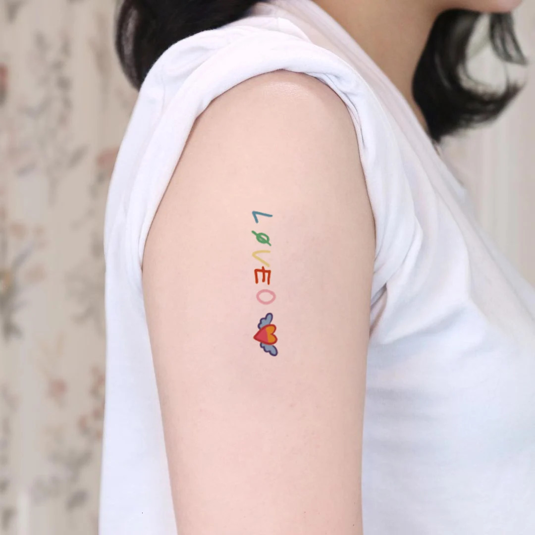 6pcs Cartoon Pattern Colored Flower Heart Temporary Tattoo Stickers Waterproof Magic Tattoo Disposable Tattoo Stickers 250619