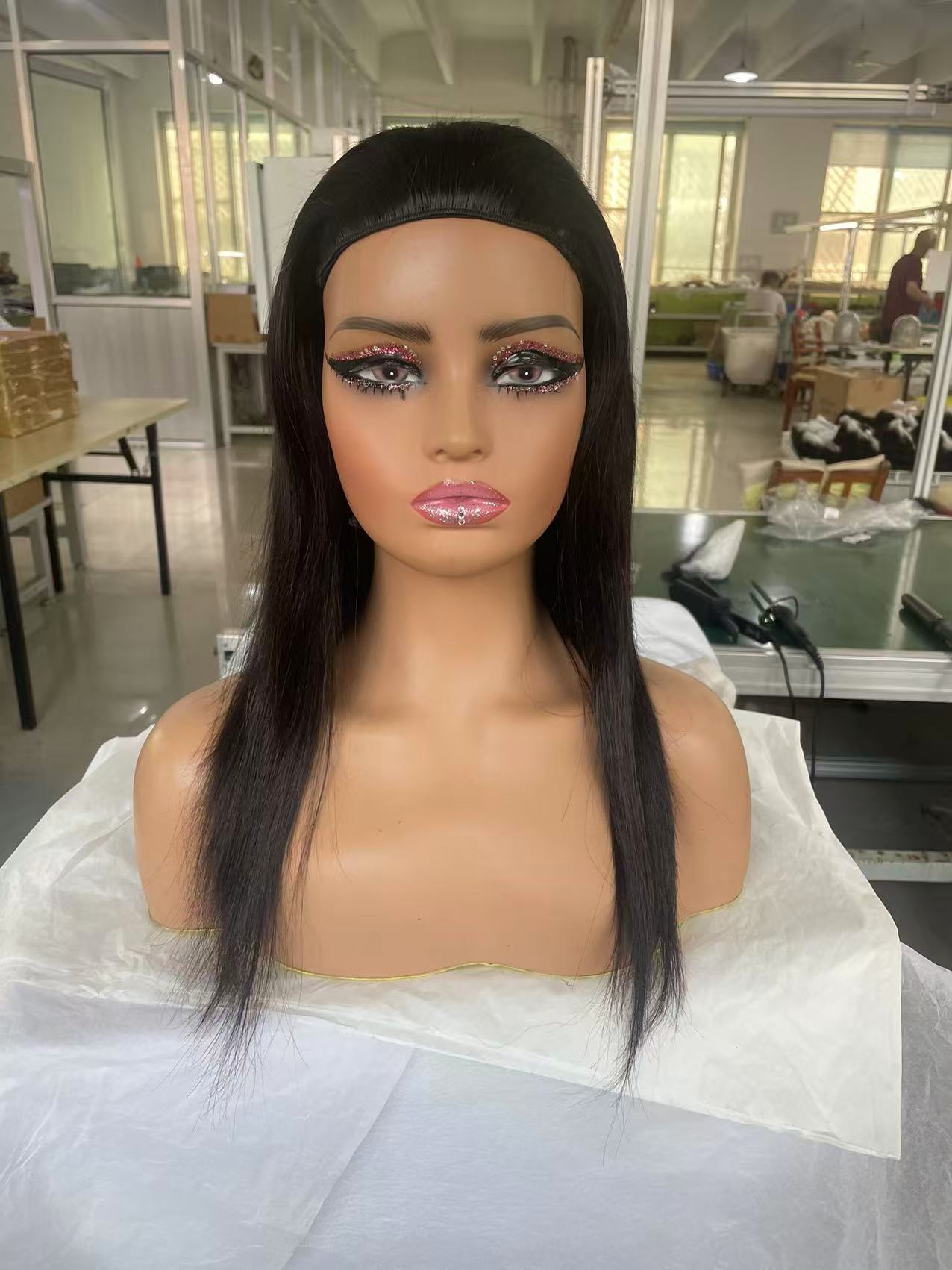 3/4 hair piece made Half Wig 100% Indian Remy Human Hair Silky Straight body wave brazilian human Hair wigs glueless natural color without headband
