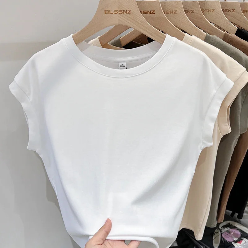 ZJAISS 2025 Women Tees Shirt Tops Slim Fit Round Neck Short Sleeve T-Shirts For Summer Fashion Streetwear Y2k 250619