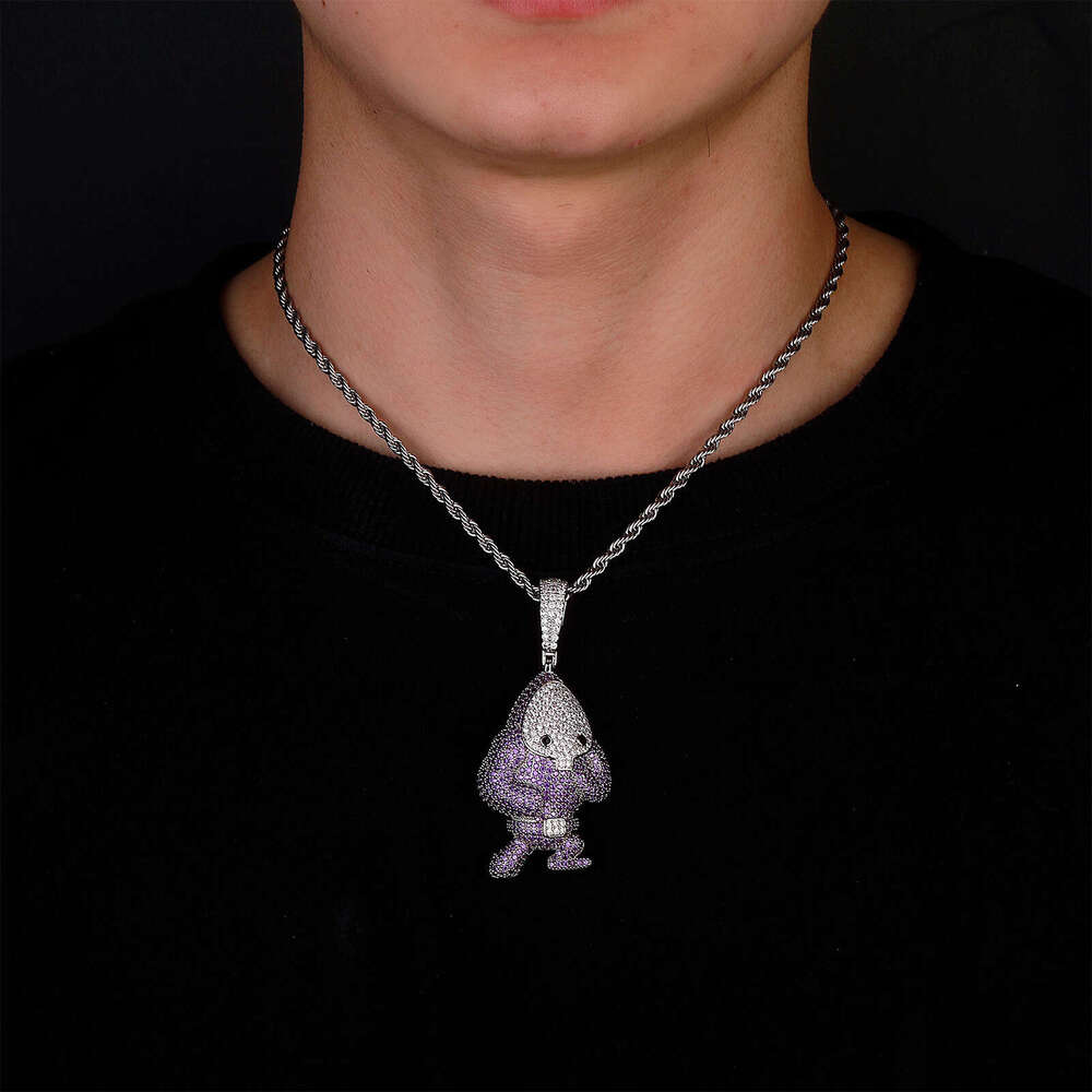 National Trend Jewelry Crazy Flat Kid Hip-Hop Pendant Solid Copper Full Dia Men's Necklace Trendy Accessories