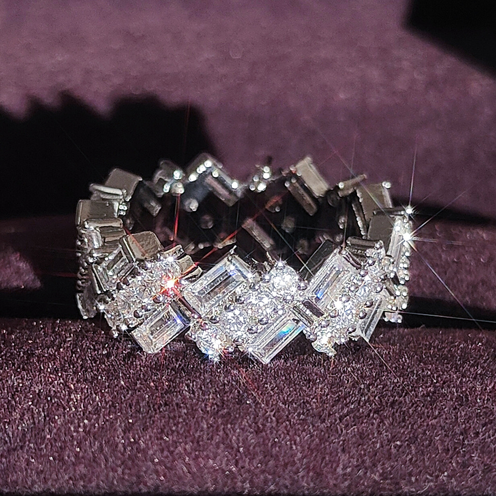 2025 Choucong Handmde Elegant Ins Top Sell Luxury Jewelry 925 Sterling Silver Fill Baquette Cut 5A Cubic Zircon CZ Diamond Party Eternity Women Weddin