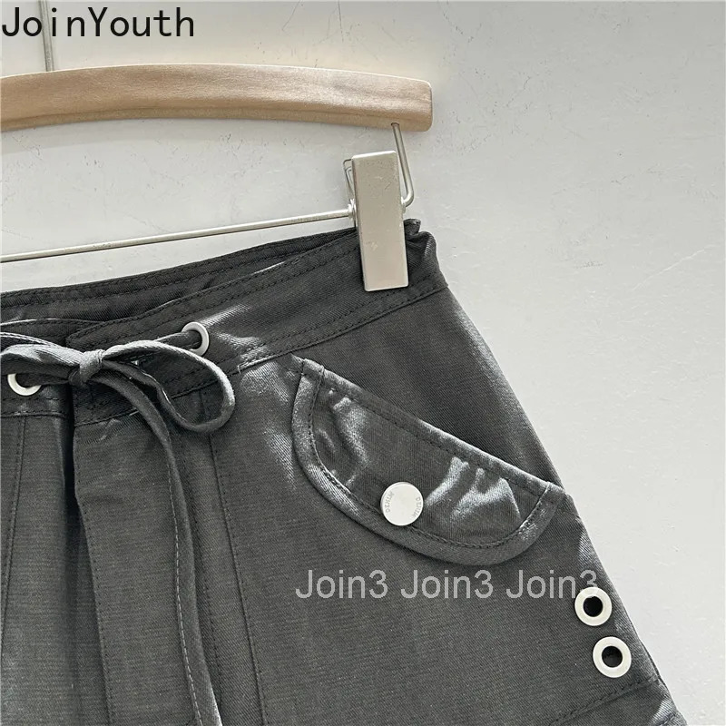 Sweet Skirts for Women High Waist A-line Drawstring Saia Chic Korean Jupe 2025 Faldas Mujer De Moda Ruffles Bodycon Mini Skirt
