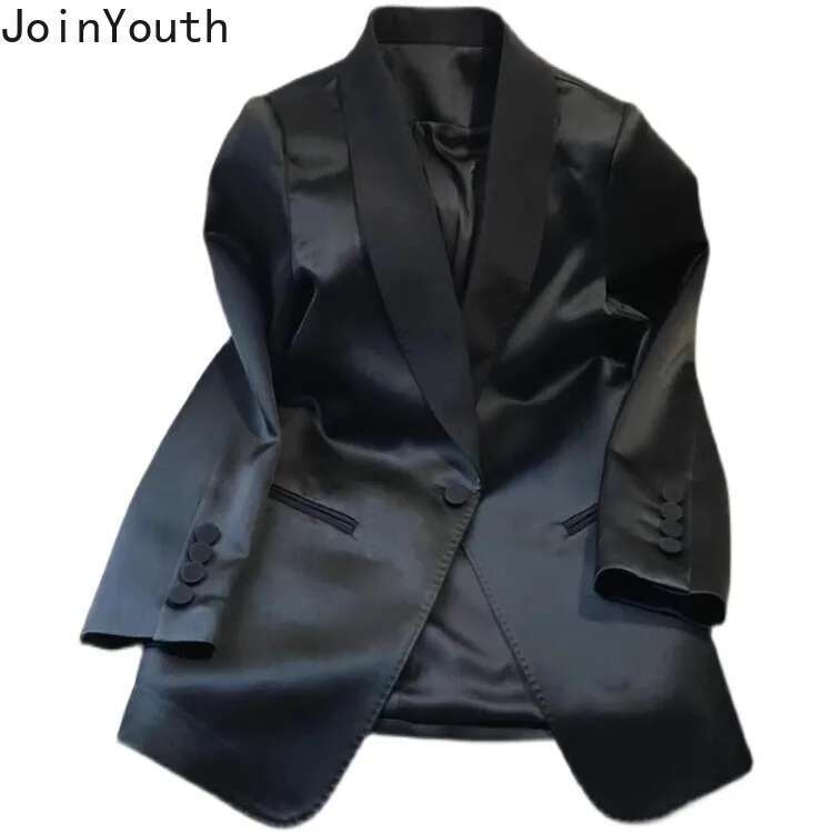 Temperament Women Clothing Korean Fashion Tailored Coat Vintage Loose Bleizer Casual De Mujer 2025 Black Vintage Jackets Tops