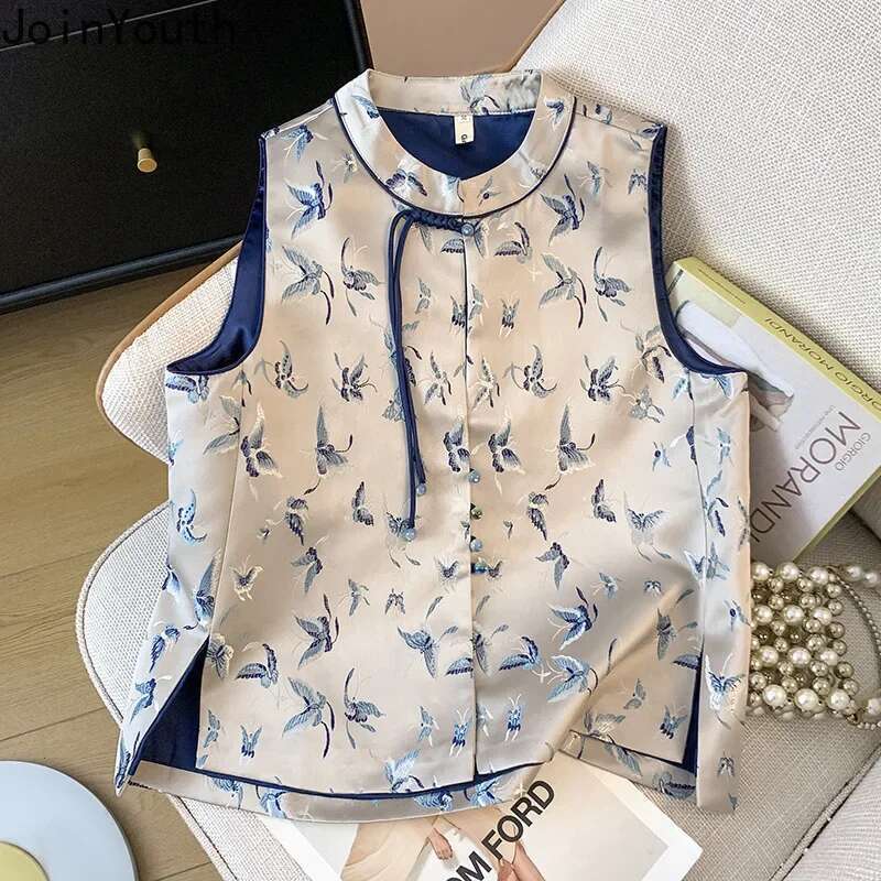 Chinese Style Vintage Vest Women Clothingh Sleeveless O-neck Coat Heavy Embroidery Loose Tanks Waistcoat Chalecos Para Mujer
