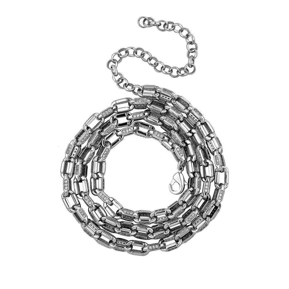 Jin Ao New Copper Inlaid Zircon Square Hip-Hop Necklace for Women and Men Versatile High-End Sweater Chain