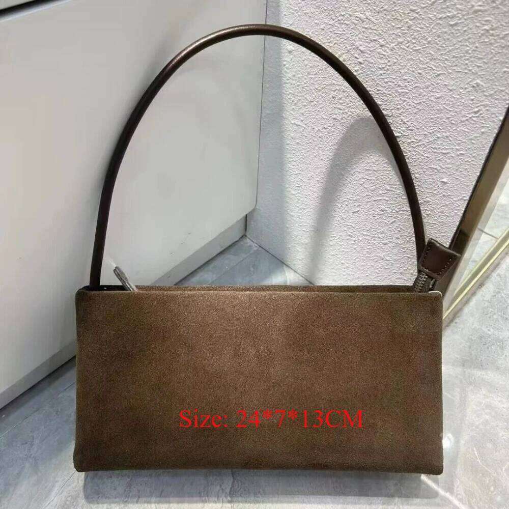 New Ins Chic Autumn All-Match Lady Underarm Shoulder Nubuck Leather Women Messenger Bag Coffee Red Color Suede Handbag
