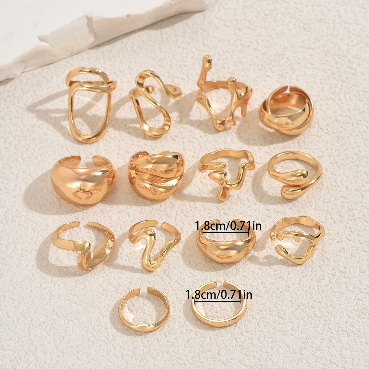 Set Versatile Metal Line Wrapped Design Open Ring High-End Feel For Women