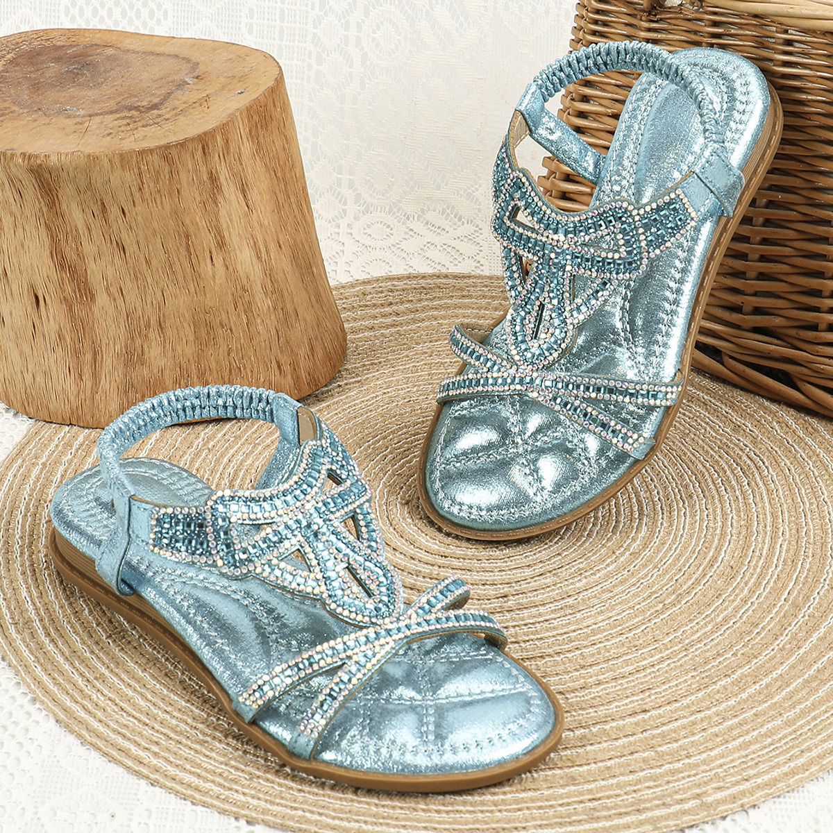 Luxury Brand Designer Shoes Sandals New Summer Bohemian Style Girls' Rhinestone Sandals Soft Sole Fashionable Princess Shoes For Kids And Toddler