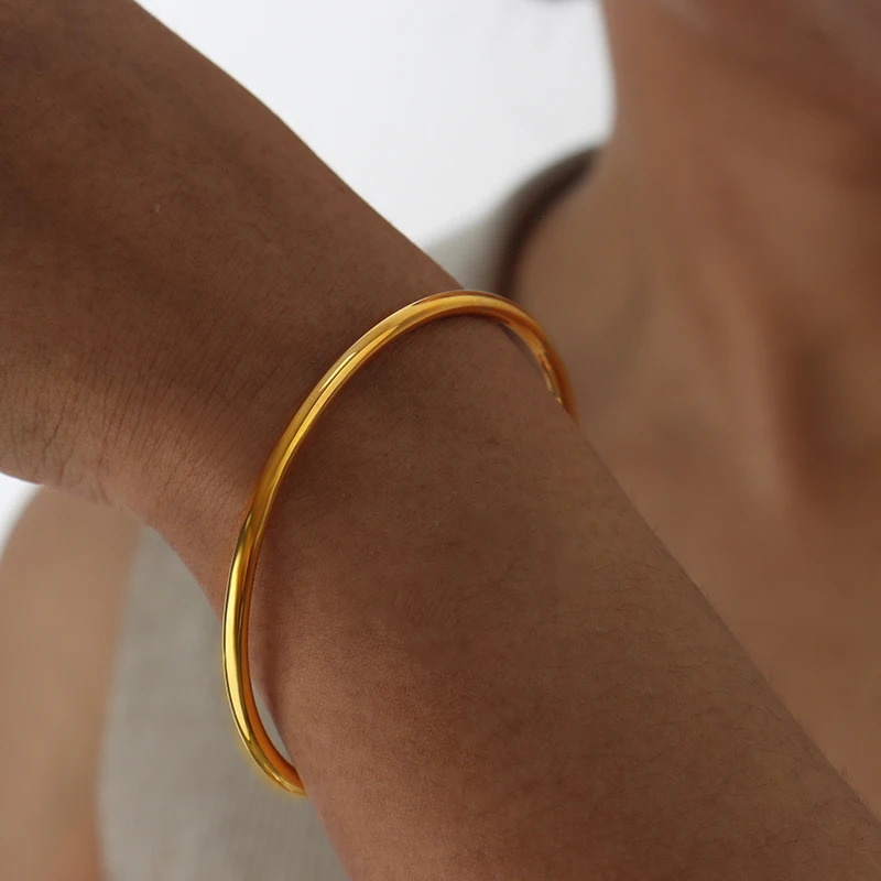Fadeless Stainless Steel Bangle Bracelet For Women Non Fading Circular Minimalist Womens Hand Bracelets Woman Jewelry 250606
