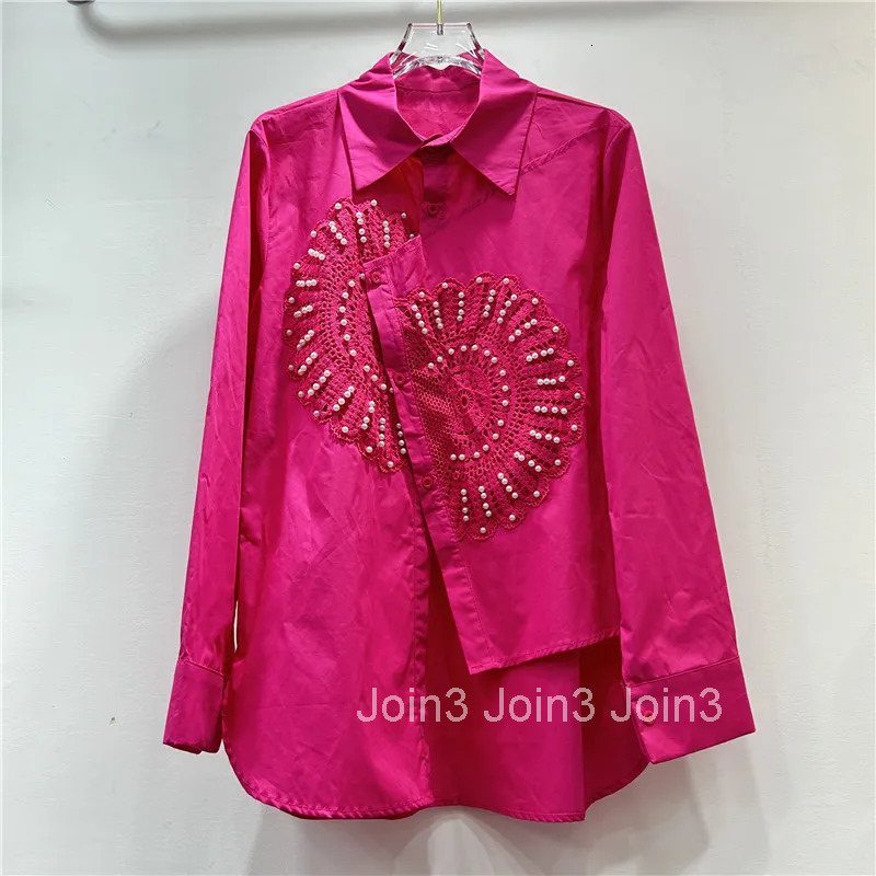 2025 Camisas De Mujer Blouses for Womens Long Sleeve Loose Tops Heavy Beading Shirts Casual Fashion Irregular Korean Blouse