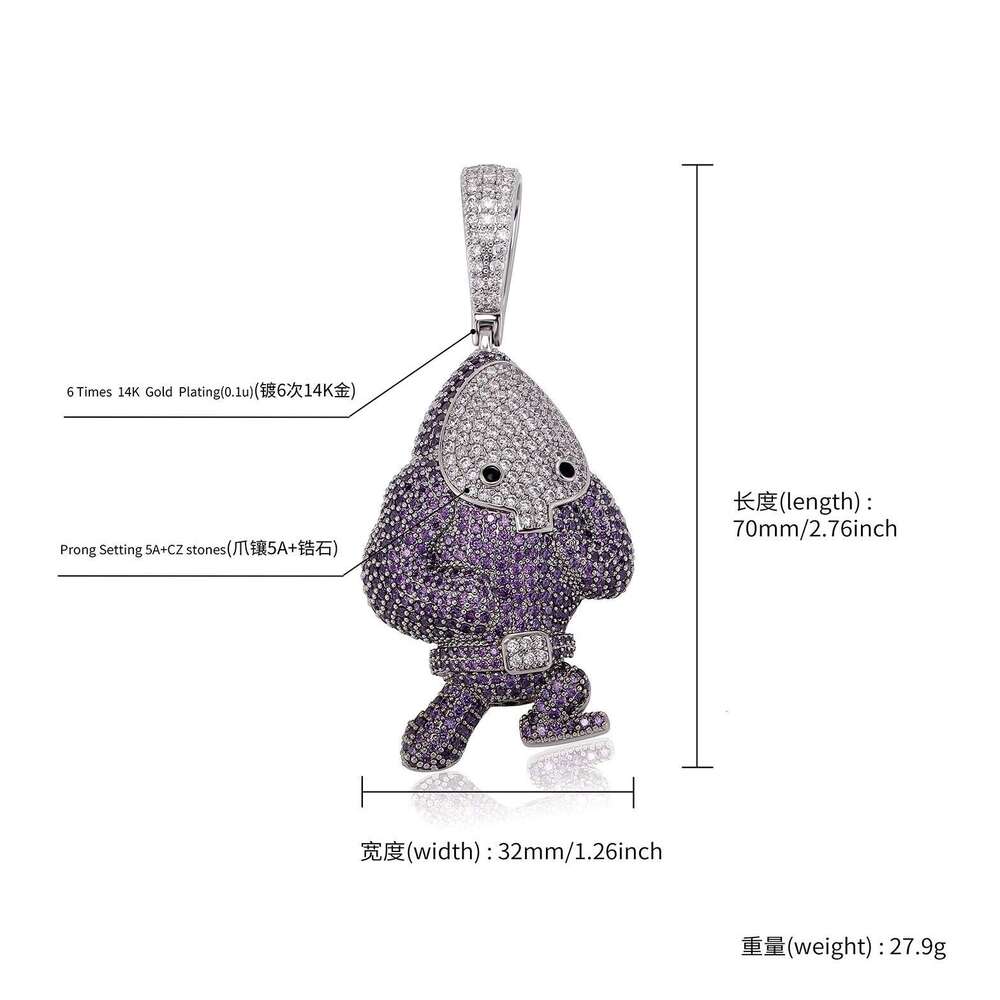 National Trend Jewelry Crazy Flat Kid Hip-Hop Pendant Solid Copper Full Dia Men's Necklace Trendy Accessories