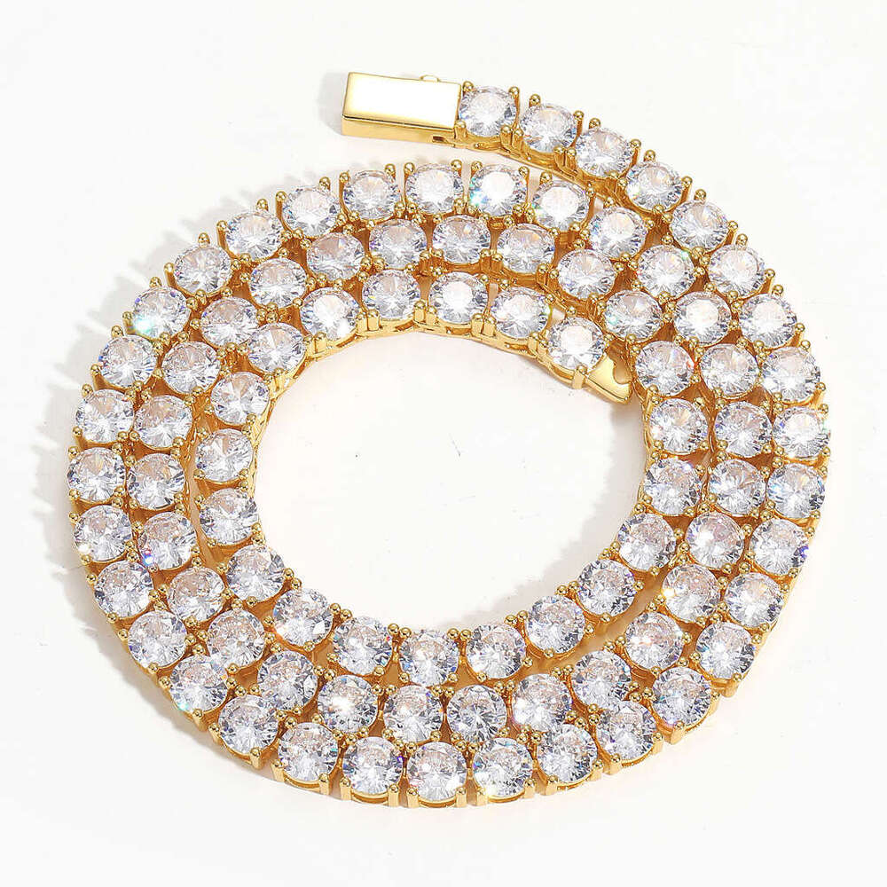 3mm 4mm 5mm Wide Spring Clasp Tennis Chain Micro Pave Single Row Zircon Hip Hop Necklace ff26