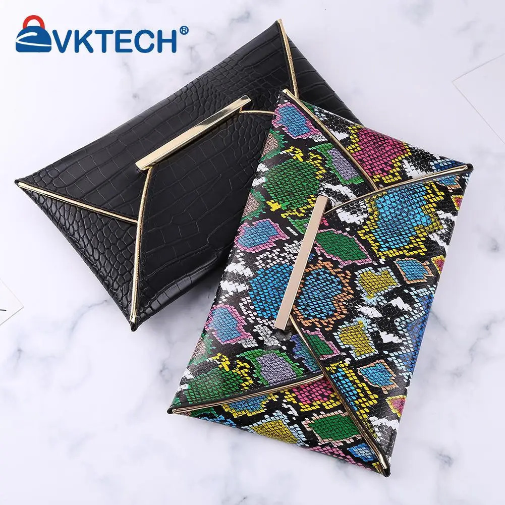 Fashion Women Alligator Snake Pattern PU Leather Envelope Bag Casual Ladies Small Handbags Purse Day Clutches 250617