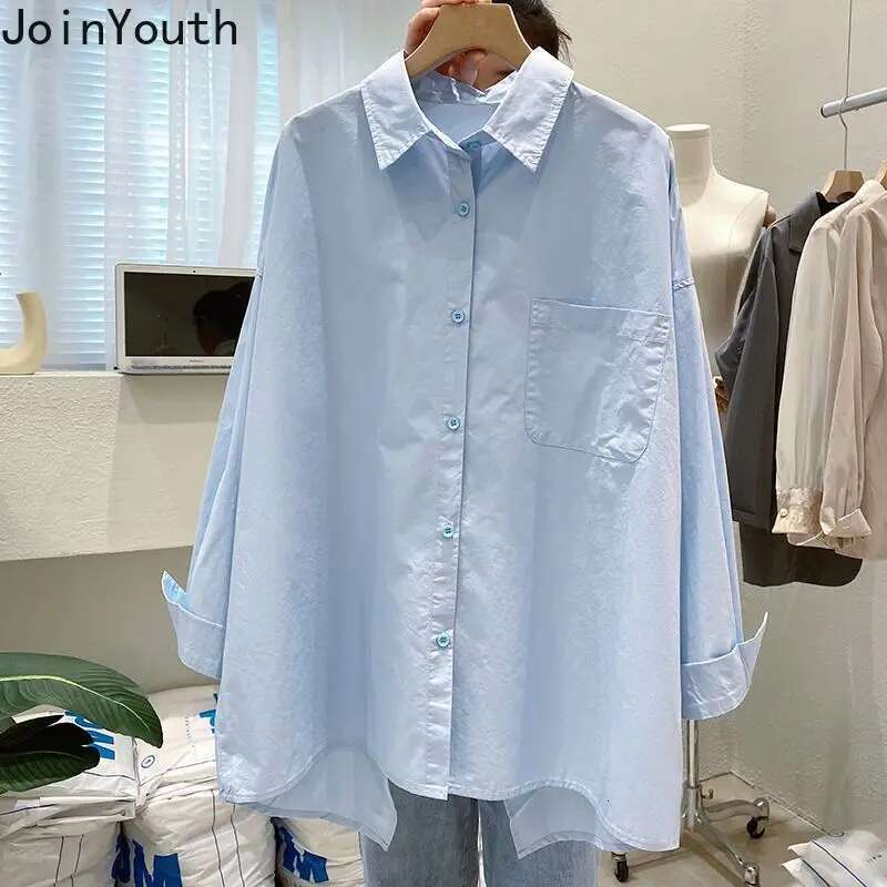 Oversized Blouses Women Long Sleeve Turndown Collar Vintage Shirts Casual Split Fashion Korean Shirts 2025 Blusas Mujer De Moda