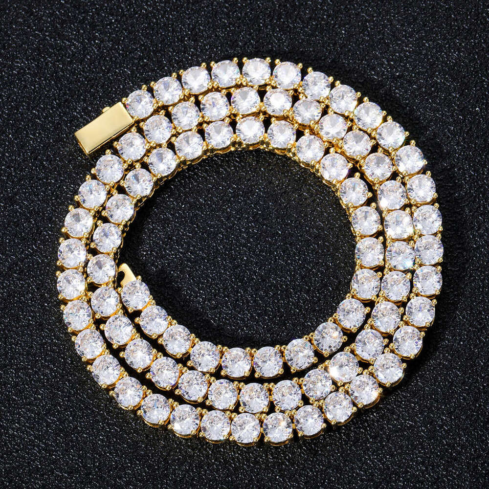 3mm 4mm 5mm Wide Spring Clasp Tennis Chain Micro Pave Single Row Zircon Hip Hop Necklace ff26