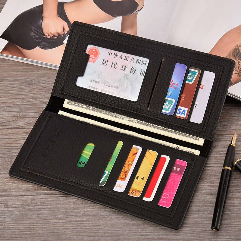 New Men's Long Wallet with Lychee Texture, Multiple Card Slots, Gift, Multifunctional, Simple Style wallet designer mens wallet wallet designer m