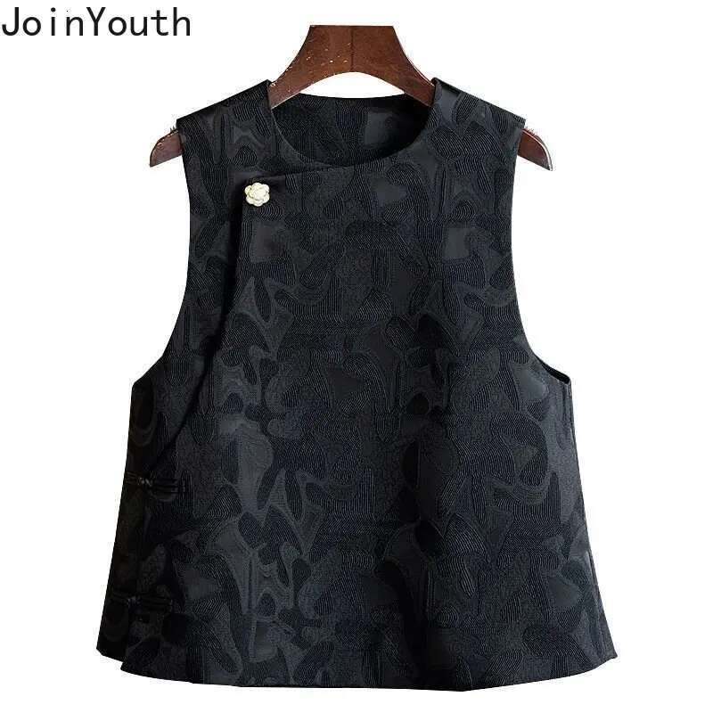 2025 Ropa Mujer Vintage Tanks Chinese Style Jacquard Cotton Vest for Women Chalecos Para Mujer O-neck Sleeveless Waistcoat Tops