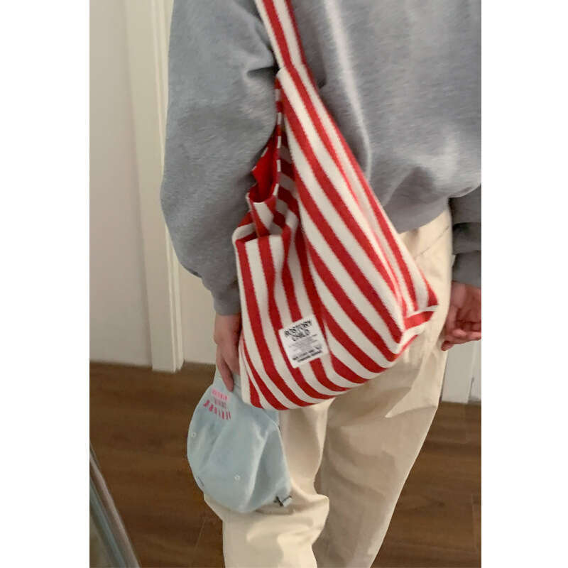 Striped Capacity for Women designer bag Summer 2024 New Korean Style Casual Tote College Shopping Large Bag