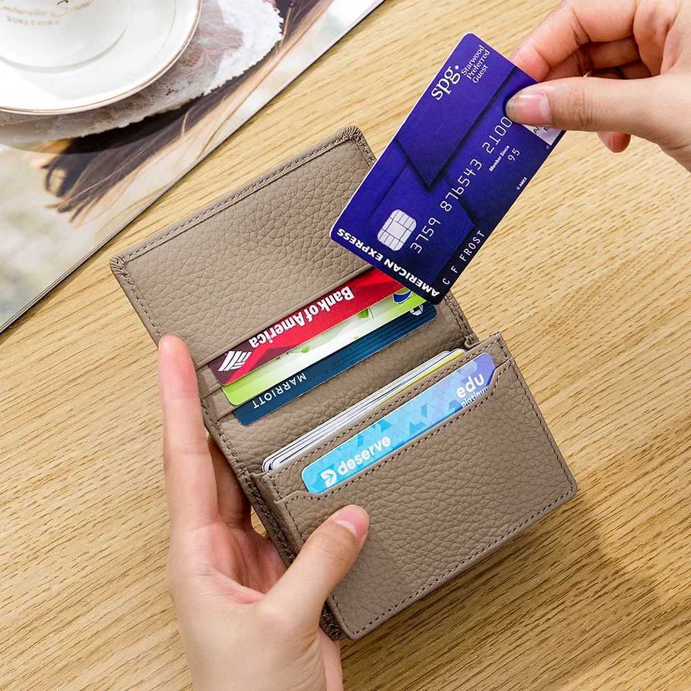Fashion Genuine Leather Card Wallets Men Holders Women Card ID Holder Male Organizer Business Cards Case Bag Z250621