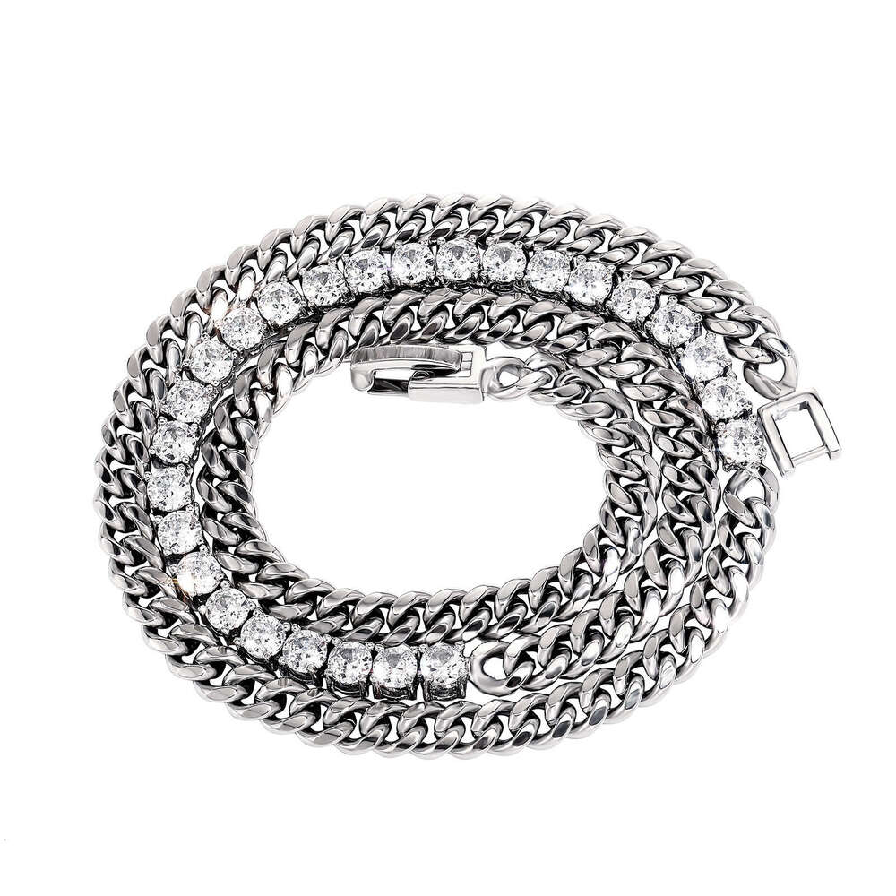 Jin Ao Unisex Anchor Internet Celebrity Outfit Color-Retaining Zircon Splicing Bracelet Necklace INS Style Simple Punk Cuban Chain