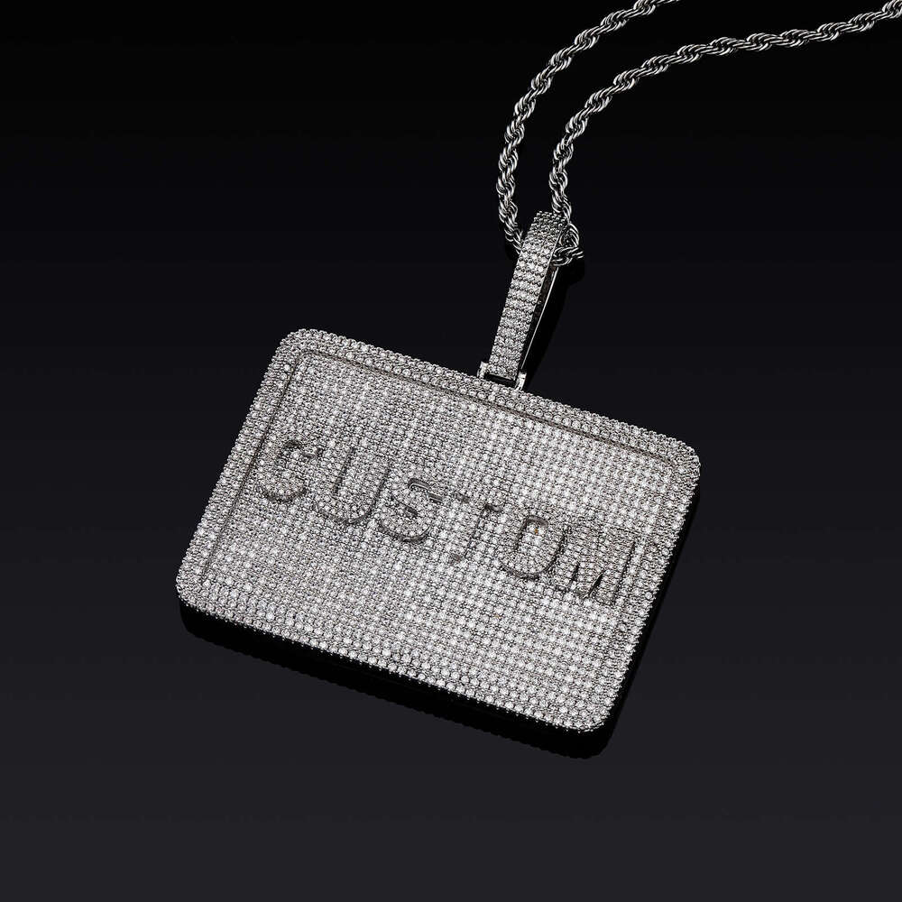 Square Zircon Pendant INS Summer Versatile Men's Trendy Letter Combination Necklace Gold Jewelry