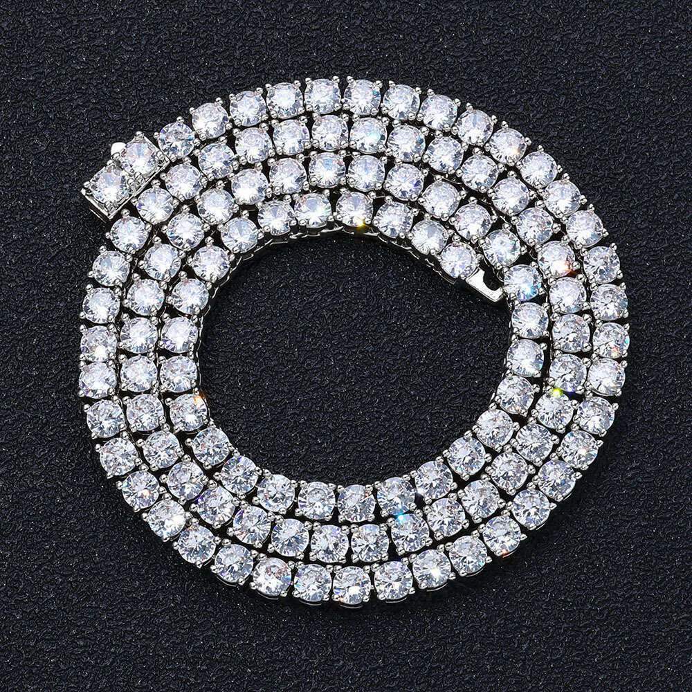 Hip Hop Jewelry Inlaid Dia Spring Clasp Tennis Chain Zircon Trendy Brand Personality Men's Necklace 9093