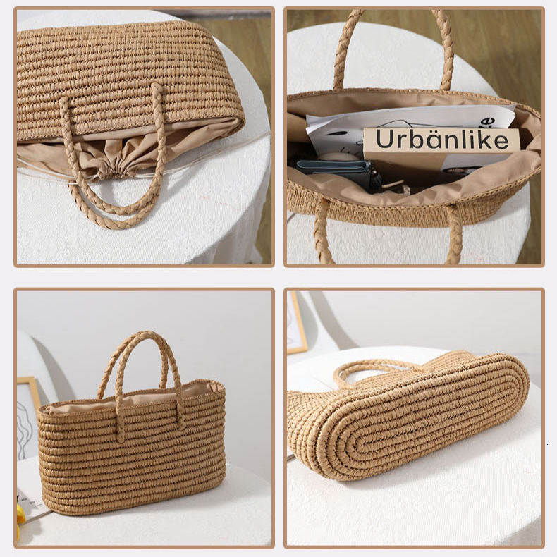 Free Shipping Luxury Designer Handmade Straw Woven Bag New Handheld Vegetable Basket Women's Large Capacity Designer Vacation Beach Bag Leisure B
